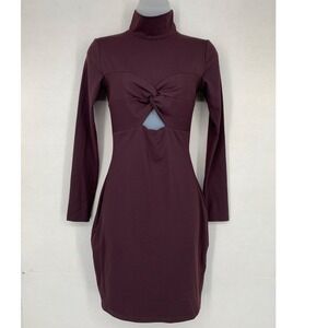 Susan Monaco Cabernet Twist Front Cutout Midi Dress XS NWT
